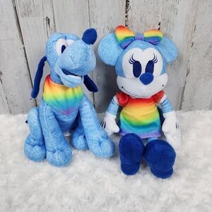 Disney Rainbow Pride Minnie and Pluto Plush Animals